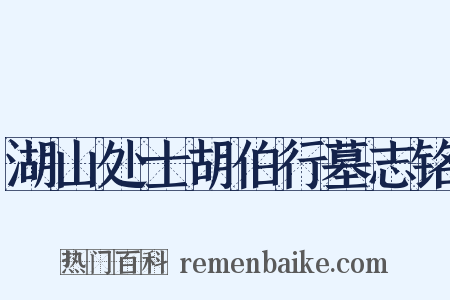 湖山处士胡伯行墓志铭是什么意思的图片